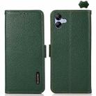 For Samsung Galaxy A07 5G KHAZNEH Side-Magnetic Litchi Genuine Leather RFID Phone Case(Green) - 1
