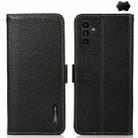 For Samsung Galaxy A17 5G KHAZNEH Side-Magnetic Litchi Genuine Leather RFID Phone Case(Black) - 1