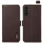 For Samsung Galaxy A17 5G KHAZNEH Side-Magnetic Litchi Genuine Leather RFID Phone Case(Brown) - 1