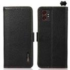 For Samsung Galaxy XCover7 Pro KHAZNEH Side-Magnetic Litchi Genuine Leather RFID Phone Case(Black) - 1