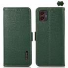For Samsung Galaxy XCover7 Pro KHAZNEH Side-Magnetic Litchi Genuine Leather RFID Phone Case(Green) - 1
