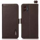 For Samsung Galaxy XCover7 Pro KHAZNEH Side-Magnetic Litchi Genuine Leather RFID Phone Case(Brown) - 1