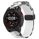 For Garmin Fenix 7S Magnetic Folding Black Buckle Color Printed Silicone Watch Band(Camouflage White) - 1