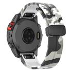 For Garmin Fenix 7S Magnetic Folding Black Buckle Color Printed Silicone Watch Band(Camouflage White) - 2