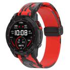 For Garmin Fenix 7S Magnetic Folding Black Buckle Color Printed Silicone Watch Band(Camouflage Red) - 1