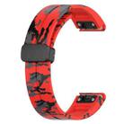 For Garmin Fenix 7S Magnetic Folding Black Buckle Color Printed Silicone Watch Band(Camouflage Red) - 3