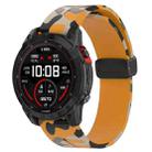 For Garmin Fenix 7S Magnetic Folding Black Buckle Color Printed Silicone Watch Band(Camouflage Yellow) - 1