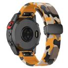 For Garmin Fenix 7S Magnetic Folding Black Buckle Color Printed Silicone Watch Band(Camouflage Yellow) - 2