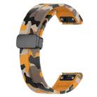 For Garmin Fenix 7S Magnetic Folding Black Buckle Color Printed Silicone Watch Band(Camouflage Yellow) - 3