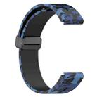 For Garmin Fenix 7S Magnetic Folding Black Buckle Color Printed Silicone Watch Band(Camouflage Blue) - 3