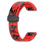 For Garmin Fenix 7 Magnetic Folding Black Buckle Color Printed Silicone Watch Band(Camouflage Red) - 3