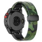 For Garmin Fenix 7 Magnetic Folding Black Buckle Color Printed Silicone Watch Band(Camouflage Green) - 2