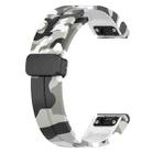 For Garmin Fenix 7X Magnetic Folding Black Buckle Color Printed Silicone Watch Band(Camouflage White) - 3