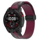 For Garmin Fenix 7X Magnetic Folding Black Buckle Color Printed Silicone Watch Band(Camouflage Wine Red) - 1