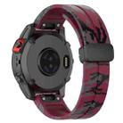 For Garmin Fenix 7X Magnetic Folding Black Buckle Color Printed Silicone Watch Band(Camouflage Wine Red) - 2