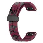 For Garmin Fenix 7X Magnetic Folding Black Buckle Color Printed Silicone Watch Band(Camouflage Wine Red) - 3