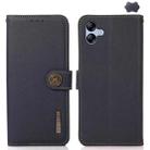 For Samsung Galaxy A07 5G KHAZNEH Custer Genuine Leather RFID Phone Case(Blue) - 1