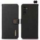 For Samsung Galaxy A17 5G KHAZNEH Custer Genuine Leather RFID Phone Case(Black) - 1