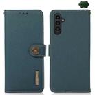 For Samsung Galaxy A17 5G KHAZNEH Custer Genuine Leather RFID Phone Case(Green) - 1