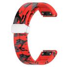 For Garmin Fenix 7S Magnetic Folding Silver Buckle Color Printed Silicone Watch Band(Camouflage Red) - 3