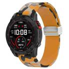 For Garmin Fenix 7S Magnetic Folding Silver Buckle Color Printed Silicone Watch Band(Camouflage Yellow) - 1