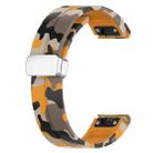 For Garmin Fenix 7S Magnetic Folding Silver Buckle Color Printed Silicone Watch Band(Camouflage Yellow) - 3