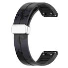 For Garmin Fenix 7S Magnetic Folding Silver Buckle Color Printed Silicone Watch Band(Camouflage Grey) - 3