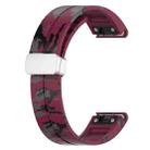 For Garmin Fenix 7S Magnetic Folding Silver Buckle Color Printed Silicone Watch Band(Camouflage Wine Red) - 3