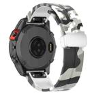 For Garmin Fenix 7 Magnetic Folding Silver Buckle Color Printed Silicone Watch Band(Camouflage White) - 2