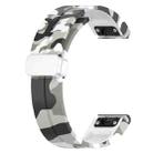 For Garmin Fenix 7 Magnetic Folding Silver Buckle Color Printed Silicone Watch Band(Camouflage White) - 3