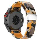 For Garmin Fenix 7 Magnetic Folding Silver Buckle Color Printed Silicone Watch Band(Camouflage Yellow) - 2