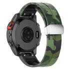 For Garmin Fenix 7 Magnetic Folding Silver Buckle Color Printed Silicone Watch Band(Camouflage Green) - 2