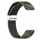 For Garmin Fenix 7 Magnetic Folding Silver Buckle Color Printed Silicone Watch Band(Camouflage Green) - 3