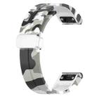 For Garmin Fenix 7X Magnetic Folding Silver Buckle Color Printed Silicone Watch Band(Camouflage White) - 3