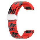 For Garmin Fenix 7X Magnetic Folding Silver Buckle Color Printed Silicone Watch Band(Camouflage Red) - 3