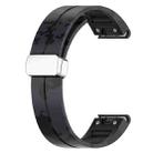 For Garmin Fenix 7X Magnetic Folding Silver Buckle Color Printed Silicone Watch Band(Camouflage Grey) - 3