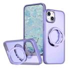 For iPhone 15 Plus Wing Series MagSafe Magnetic Ring Holder Phone Case(Light Purple) - 1