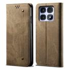 For Redmi K70 Ultra 5G Denim Texture Casual Style Horizontal Flip Leather Case(Khaki) - 1