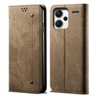 For Redmi Note 13 Pro+ Denim Texture Casual Style Horizontal Flip Leather Case(Khaki) - 1