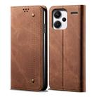 For Redmi Note 13 Pro+ Denim Texture Casual Style Horizontal Flip Leather Case(Brown) - 1