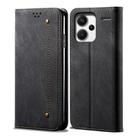 For Redmi Note 13 Pro+ Denim Texture Casual Style Horizontal Flip Leather Case(Black) - 1