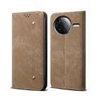 For Redmi K80 Denim Texture Casual Style Horizontal Flip Leather Case(Khaki) - 1