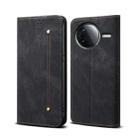 For Redmi K80 Denim Texture Casual Style Horizontal Flip Leather Case(Black) - 1