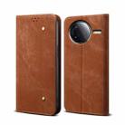 For Redmi K80 Pro Denim Texture Casual Style Horizontal Flip Leather Case(Brown) - 1