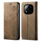 For Redmi Note 14 Pro+ 5G Denim Texture Casual Style Horizontal Flip Leather Case(Khaki) - 1