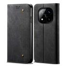 For Redmi Note 14 Pro+ 5G Denim Texture Casual Style Horizontal Flip Leather Case(Black) - 1
