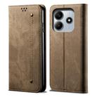 For Redmi Note 14 4G Global 163.25mm Denim Texture Casual Style Horizontal Flip Leather Case(Khaki) - 1