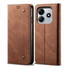 For Redmi Note 14 4G Global 163.25mm Denim Texture Casual Style Horizontal Flip Leather Case(Brown) - 1