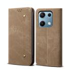 For Redmi Note 14S 4G Denim Texture Casual Style Horizontal Flip Leather Case(Khaki) - 1