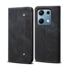For Redmi Note 14S 4G Denim Texture Casual Style Horizontal Flip Leather Case(Black) - 1